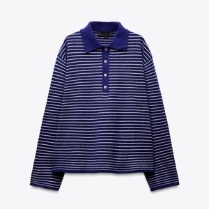 Zara Blue and White Striped Sweater